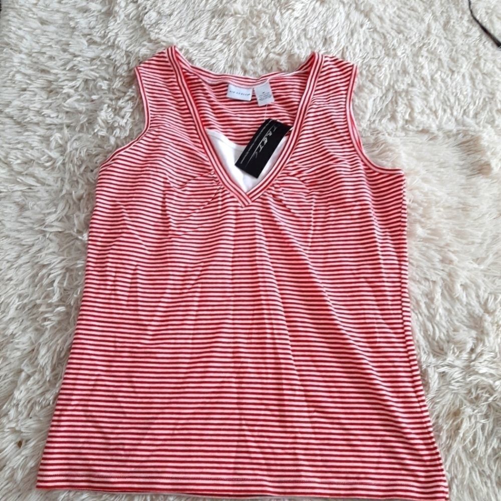 Kim Rogers sz medium red white striped top
